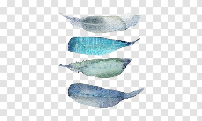 Watercolor Painting Feather - Sardine - Picture Material Transparent PNG