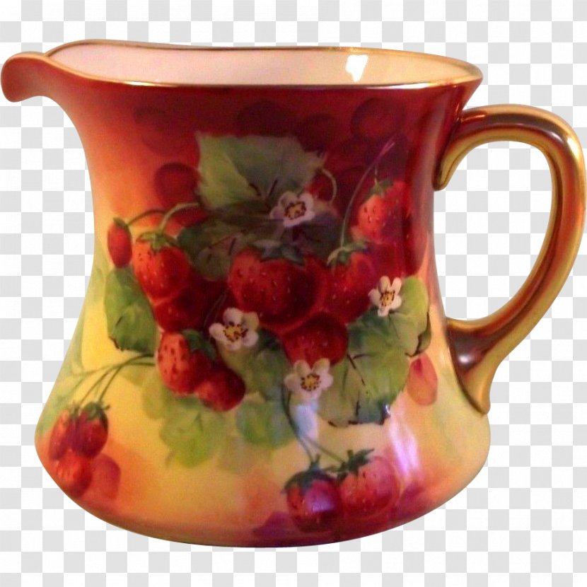 Jug Mug M Coffee Cup Ceramic Saucer - Hand Painted Strawberry Transparent PNG