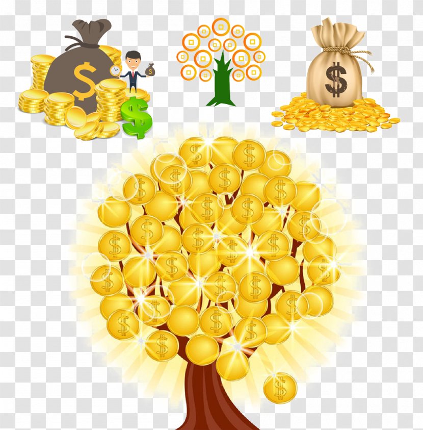 Money Coin Tree Gold - Material - Moneymaker Bags Transparent PNG