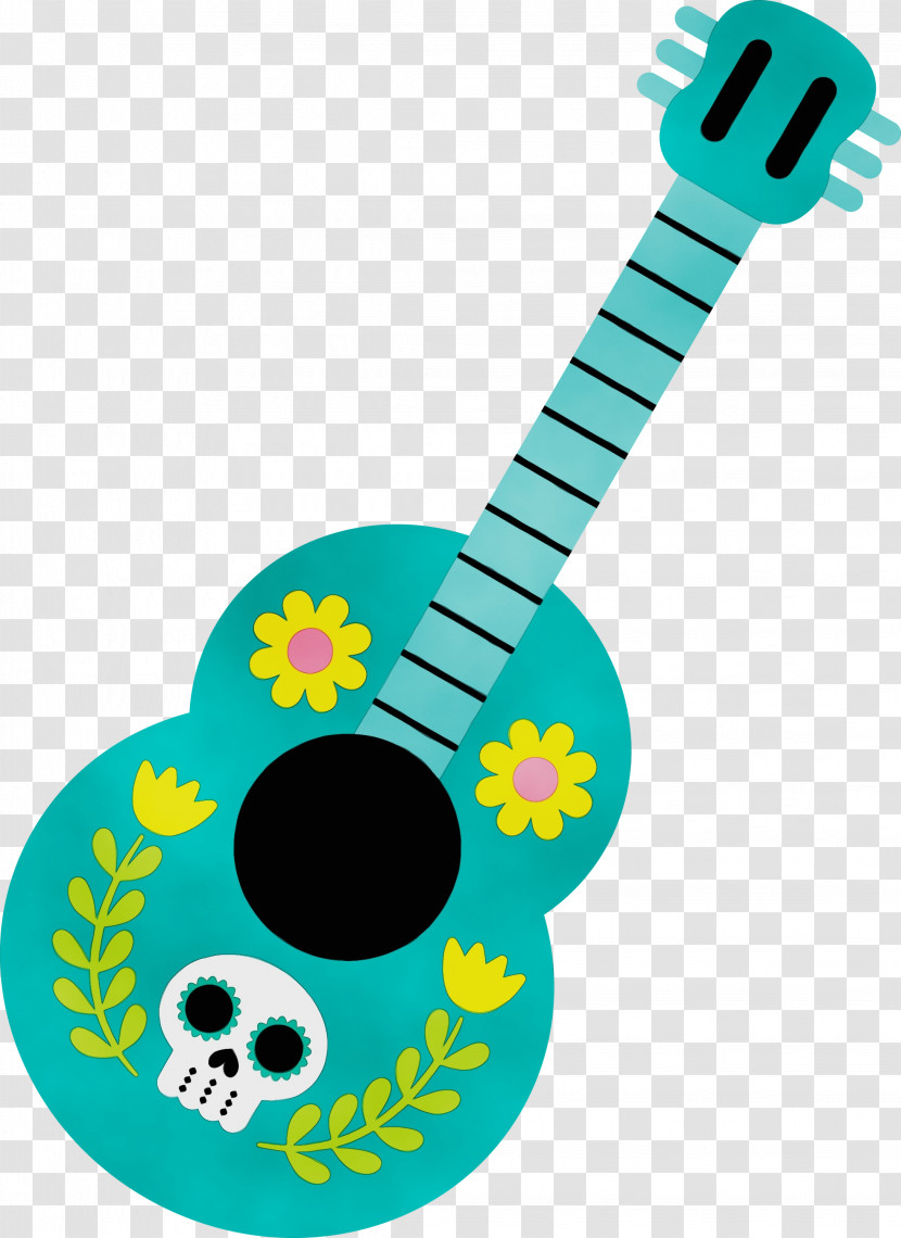 Ukulele Non-commercial Activity String Instrument Day Of The Dead Turquoise Transparent PNG