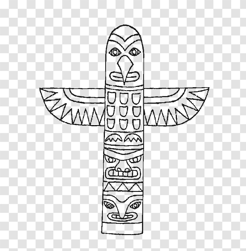 Totem Pole Coloring Book Indigenous Peoples Of The Americas Drawing - Paper - Arborvitae Transparent PNG