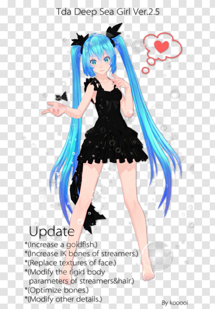 Hatsune Miku MikuMikuDance Sea Vocaloid Underwater - Cartoon Transparent PNG