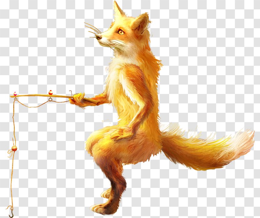 Red Fox Fishing Cartoon - Lossless Compression - Zorro Transparent PNG
