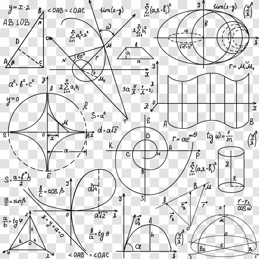 Mathematics Euclidean Vector Geometry Formula - Line Art - Math Images Transparent PNG