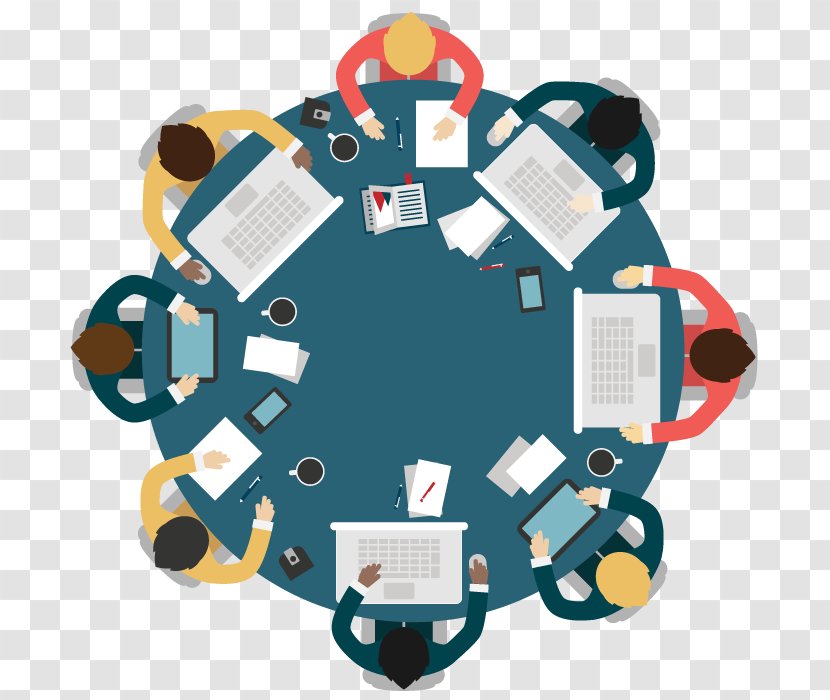 Round Table Royalty-free Meeting - Flat Design - Vector Transparent PNG