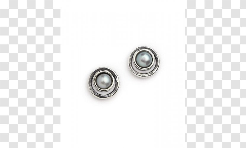 Earring Silver Shirt Stud Jewellery Pearl - Gemstone - DOUBLE Circle Transparent PNG