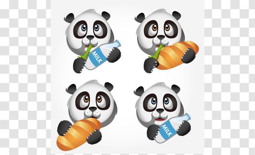 Giant Panda Bamboo Bread Illustration - Eating - Vector Transparent PNG