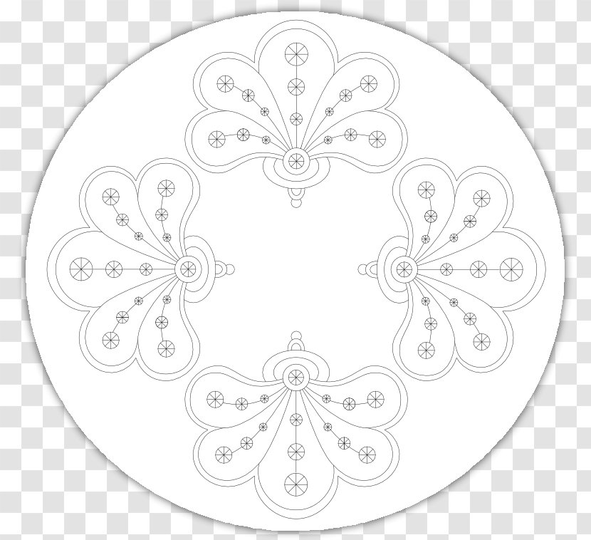 Flower Symmetry Floral Design Embroidery Pattern - Black And White - Flow Transparent PNG