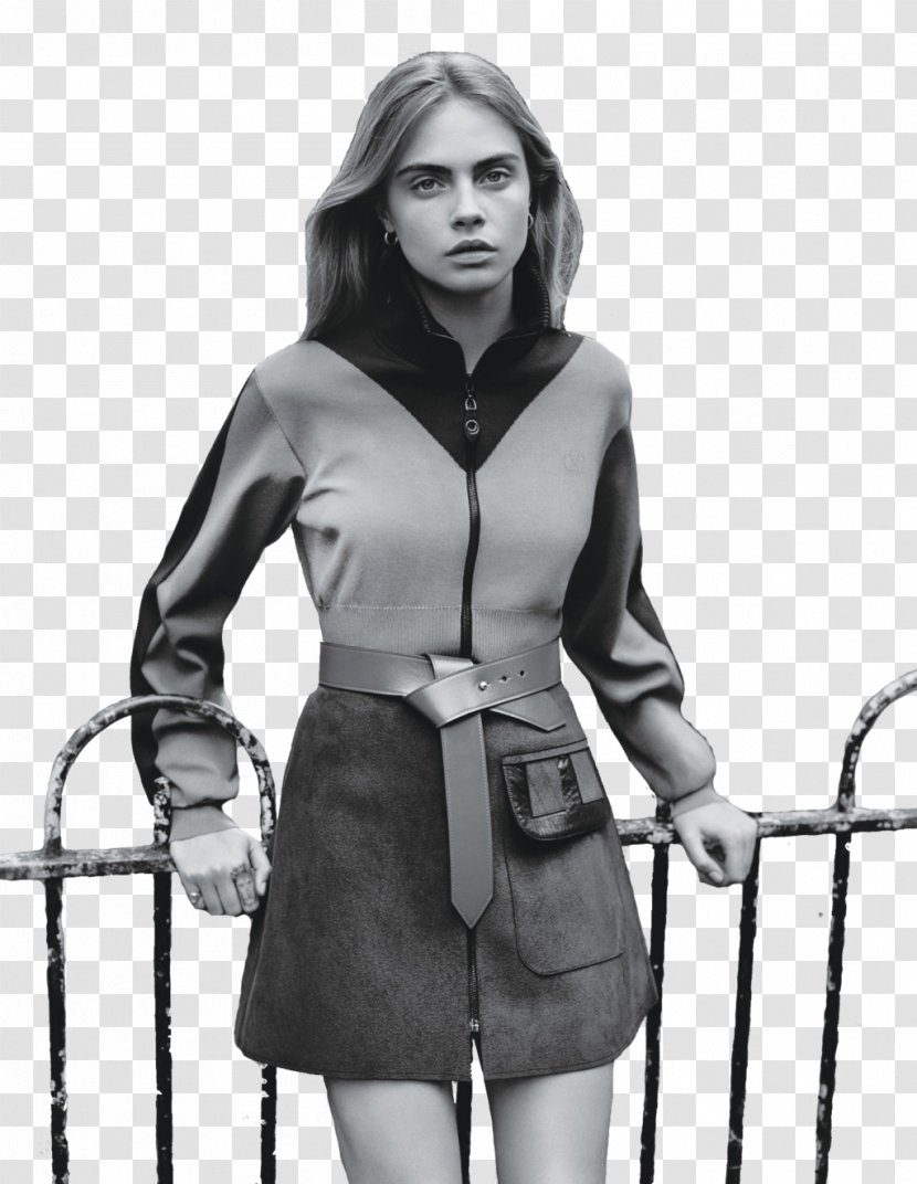 Sleeve Outerwear Photo Shoot Top Long Hair - Watercolor - Cara Delevingne Transparent PNG