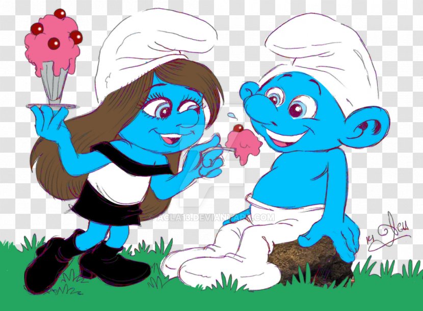 Smurfette Greedy Smurf Art The Smurfs Sundae - Silhouette - Watercolor Transparent PNG