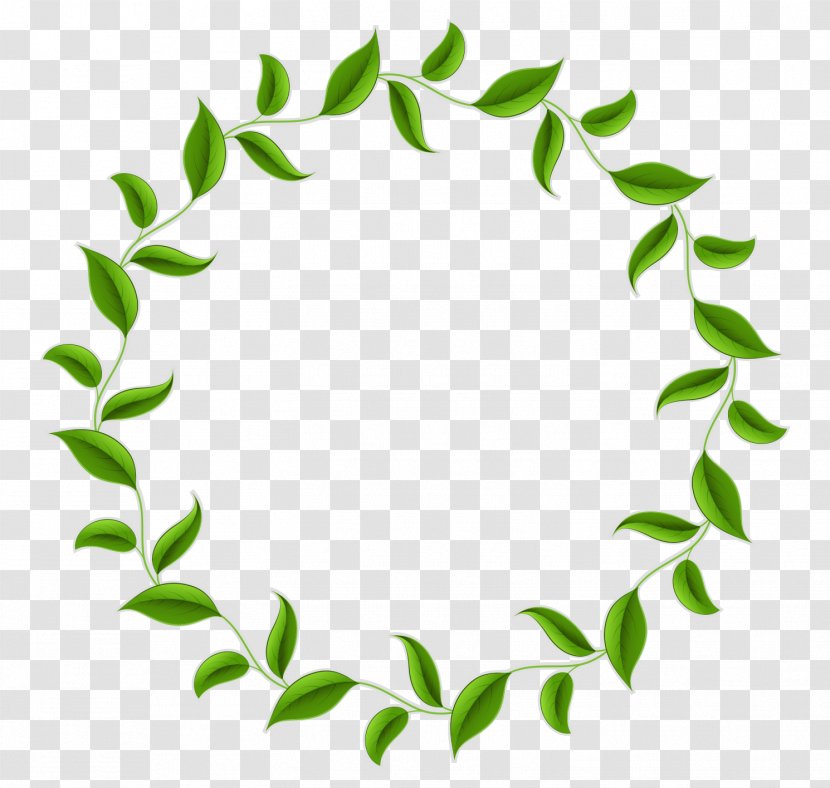 Tea Leaf Circle Wreath Clip Art - Floral Design - Green Border Vector Transparent PNG