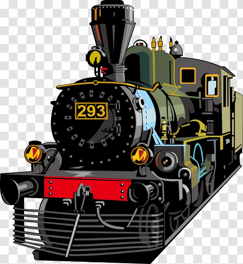 Train Rail Transport Steam Locomotive - Motor Vehicle - Hand Painted Retro Head Transparent PNG