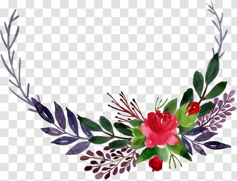 Floral Design Watercolor Painting Flower - Branch - Corner Leaves Transparent PNG