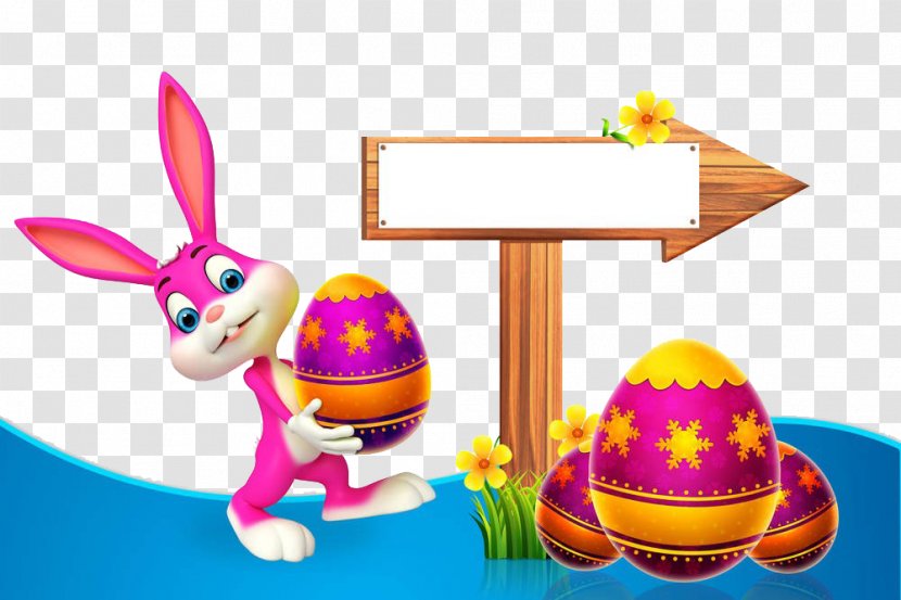 Easter Bunny Drawing Rabbit - Painting - Carrying Colored Eggs Transparent PNG