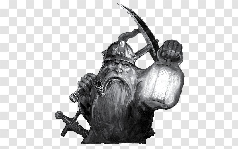 Warhammer Fantasy Battle Dwarf Goblin Miner Dungeons & Dragons - Monochrome Transparent PNG