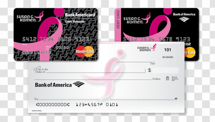 Susan G. Komen San Diego For The Cure Bank Of America Credit Card - G - Design Transparent PNG