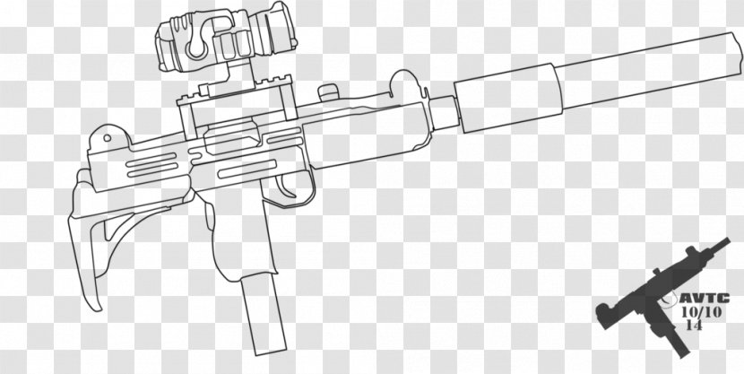 Firearm Weapon Gun Drawing Uzi - Text - Military War Transparent PNG