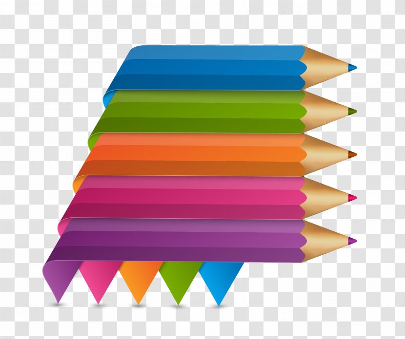 Pencil Infographic - Template - Colorful Simple Color Pen Transparent PNG