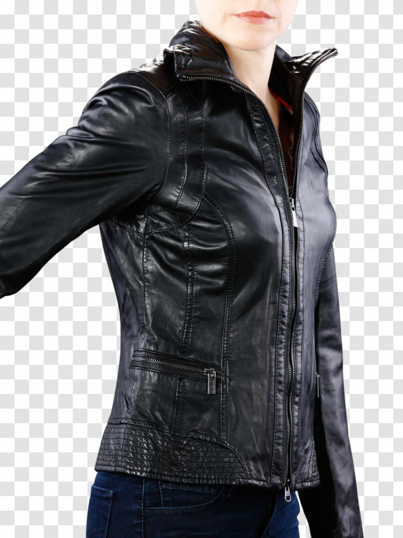 Leather Jacket Coat Jeans Denim - Hood - Black Transparent PNG