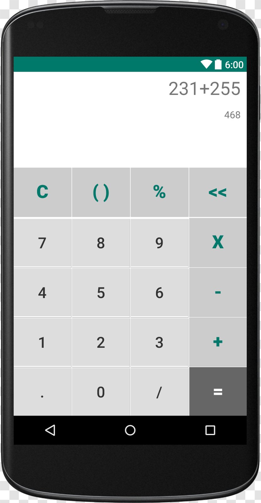 Simple Calculator Android User Interface Design Transparent PNG