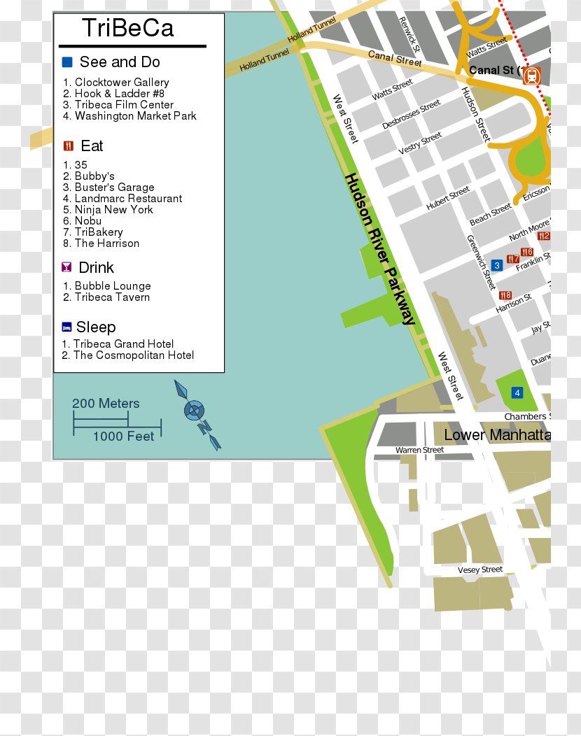 Tribeca SoHo Canal Street Map 0 - Plan Transparent PNG