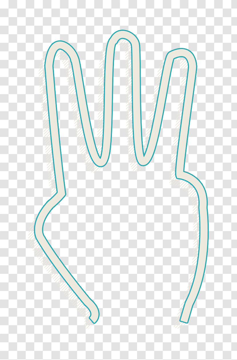 Number Icon IOS7 Set Lined 2 Icon Three Fingers Icon Transparent PNG