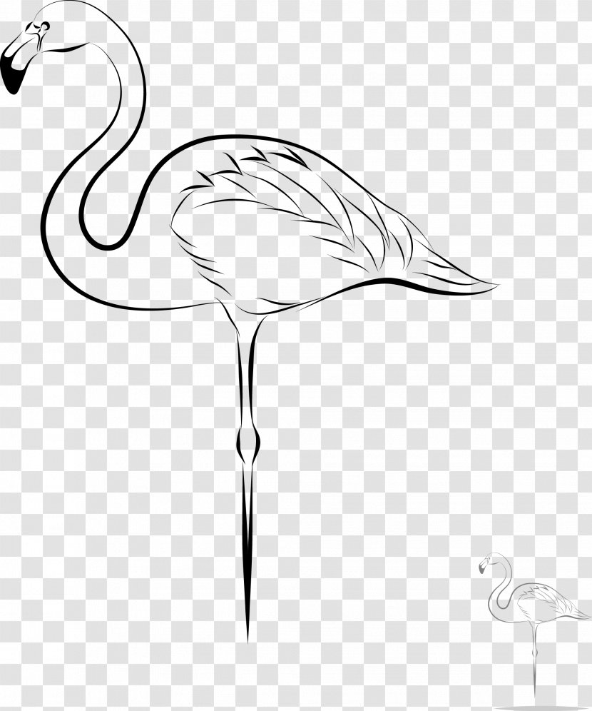 Crane Water Bird - Black And White - Vector Transparent PNG