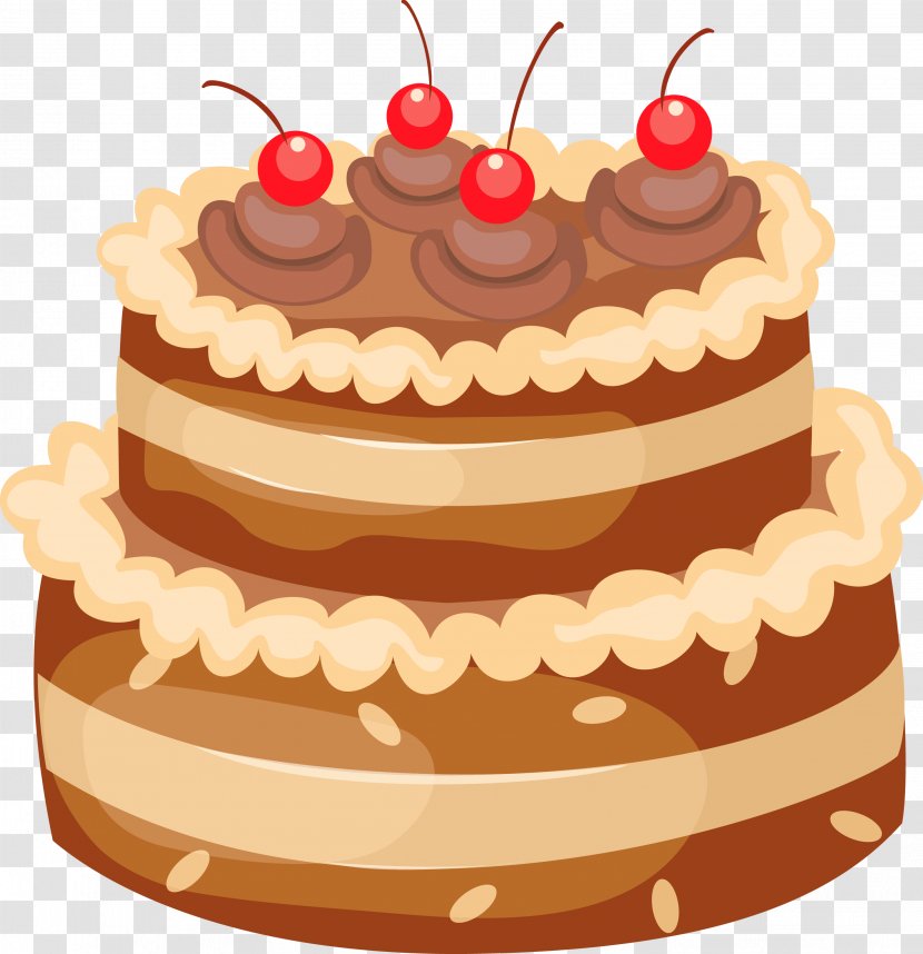 Birthday Cake Wedding Clip Art - Cupcake - Chocolate With Cherries Large Clipart Transparent PNG