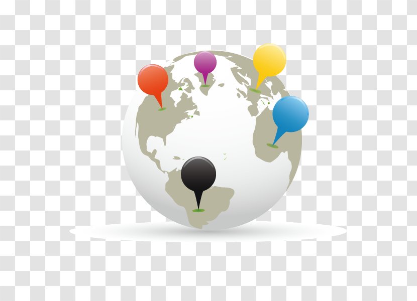 Globe World Map Paper Pin - Drawing - Technology To Contact The Transparent PNG