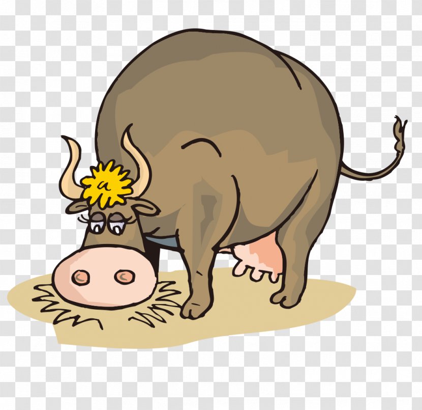 Jersey Cattle Beef Milk Hay Clip Art - Pig Like Mammal - Cartoon Cow Transparent PNG