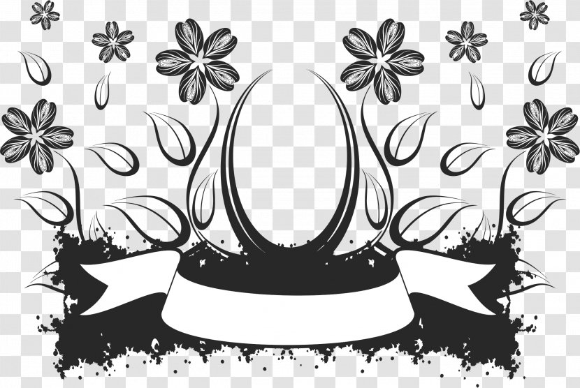 Flower Black And White Clip Art - Tree - Floral Vector Transparent PNG