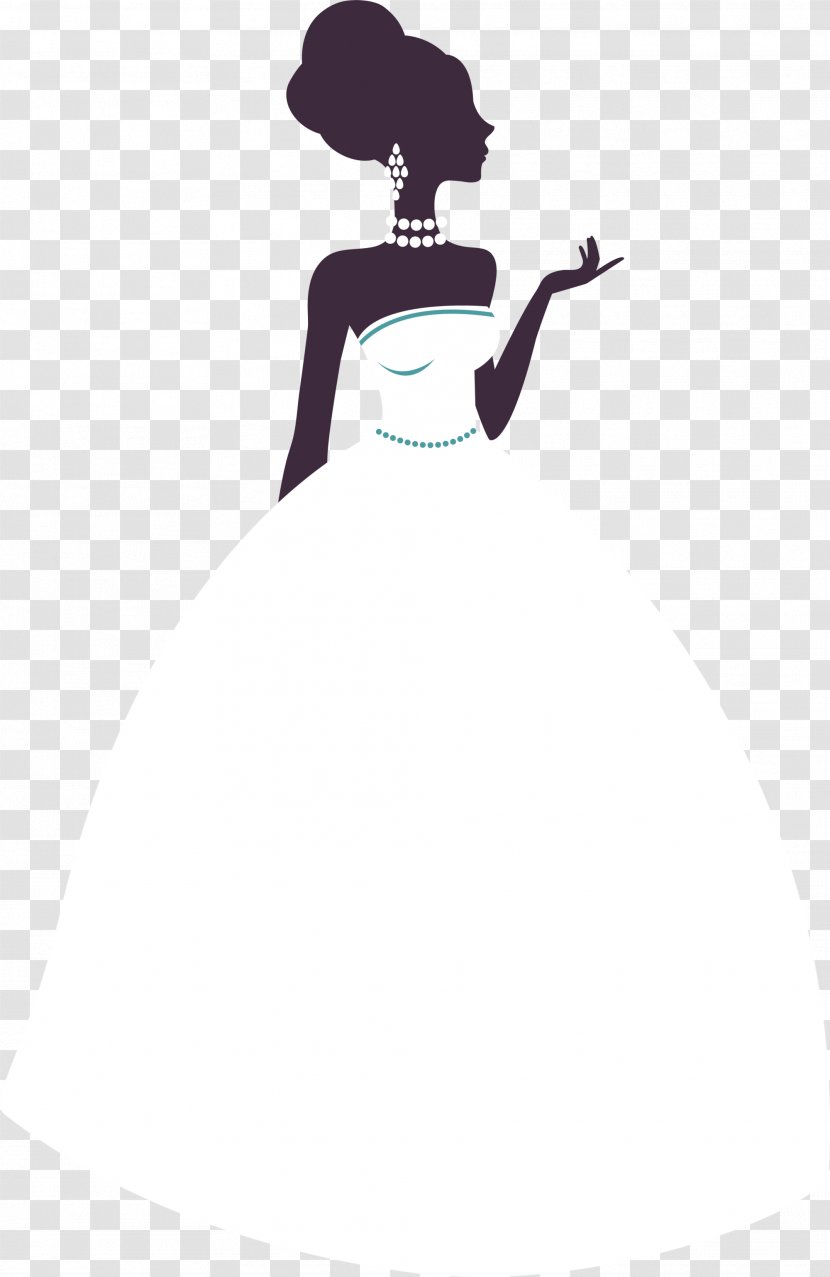 Gown White Shoulder Black Pattern - Heart - Beautiful Bride Transparent PNG