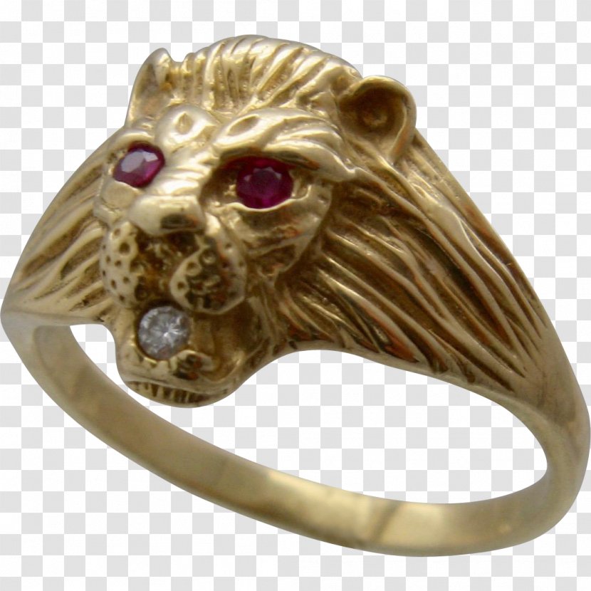 Jewellery Silver Ring Gemstone Gold - Metal - Lions Head Transparent PNG