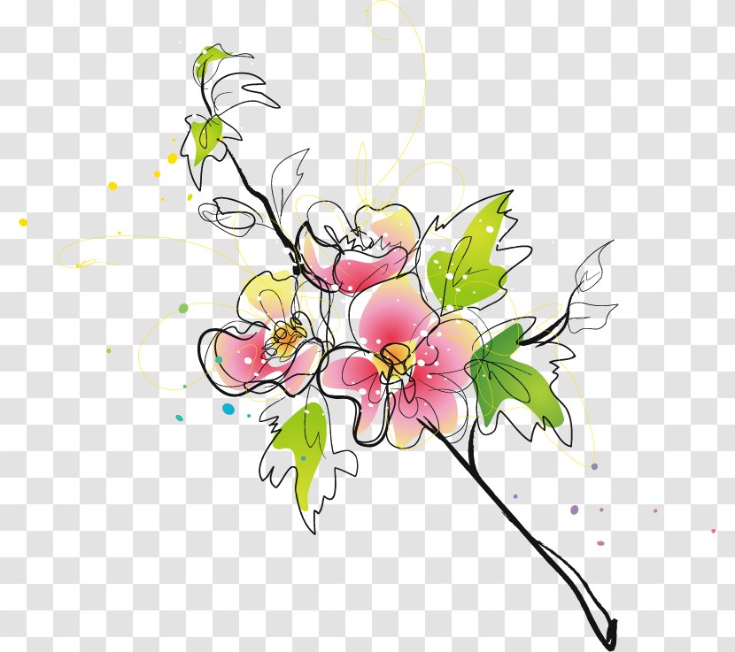 Floral Design Peach Blossom - Flower - Cute Pink Vector Material Transparent PNG