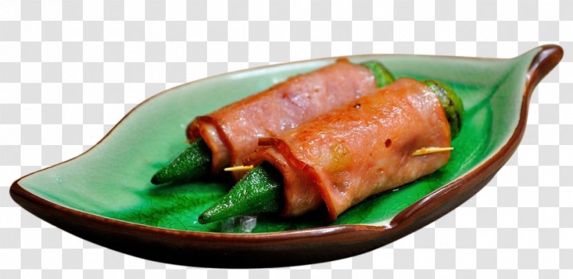 Bacon Roll Tocino Smoked Salmon Okra - Food - Delicious Transparent PNG