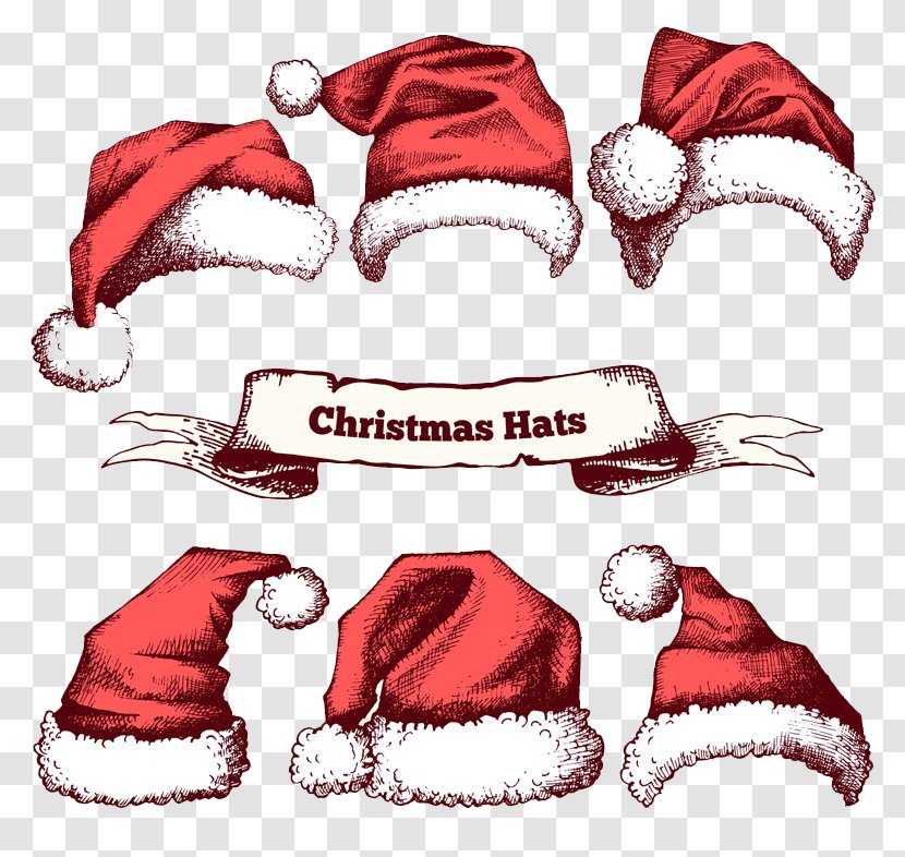 T-shirt Hoodie Christmas Hat Crew Neck - Cotton - Red Hats Transparent PNG