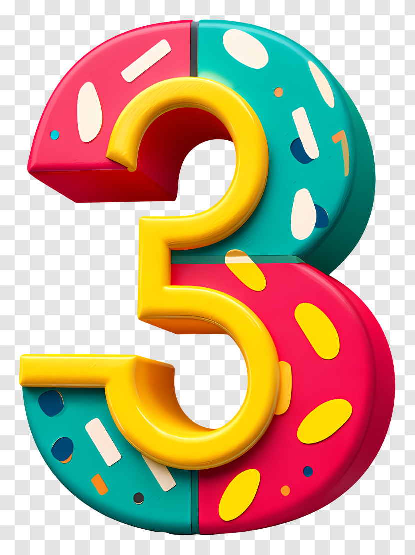 3rd Birthday Number - Colorful Number Three With Sprinkles Transparent PNG