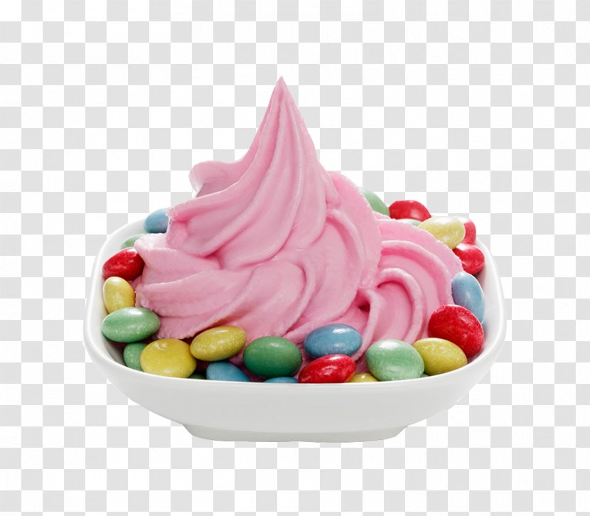 Strawberry Ice Cream Sundae Frozen Yogurt Soft Serve - Maker - Rainbow Sugar Transparent PNG