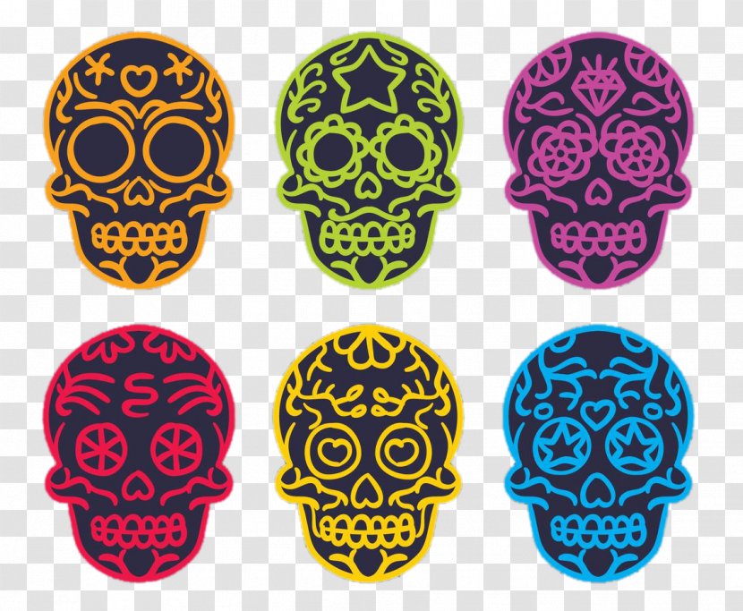 Skeleton Clip Art - Bone - Multicolored Skull Transparent PNG