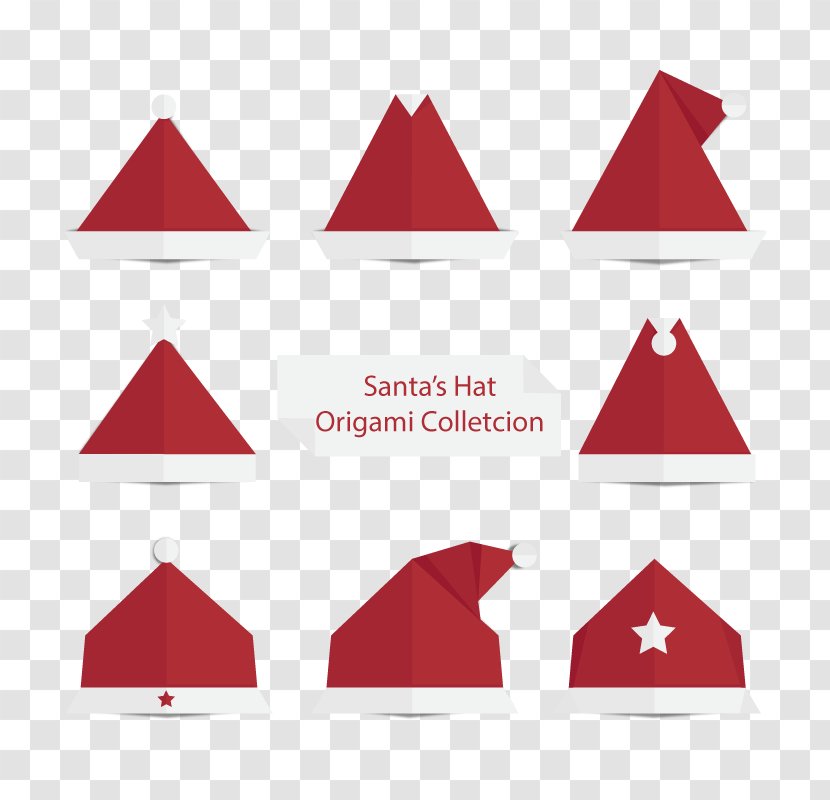 Paper Santa Claus Christmas Origami - Party - Vector Hat Transparent PNG