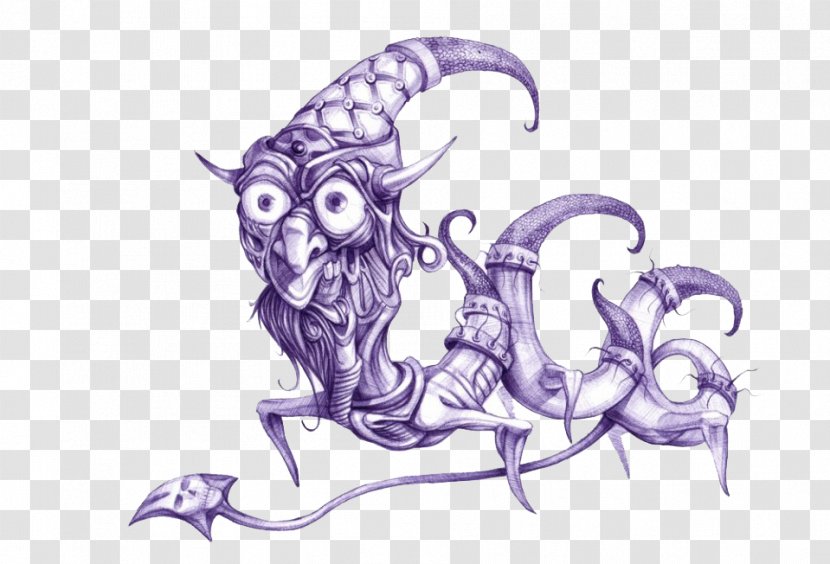 Ballpoint Pen Artwork Illustration - Mythical Creature - Monster Illustrator Transparent PNG