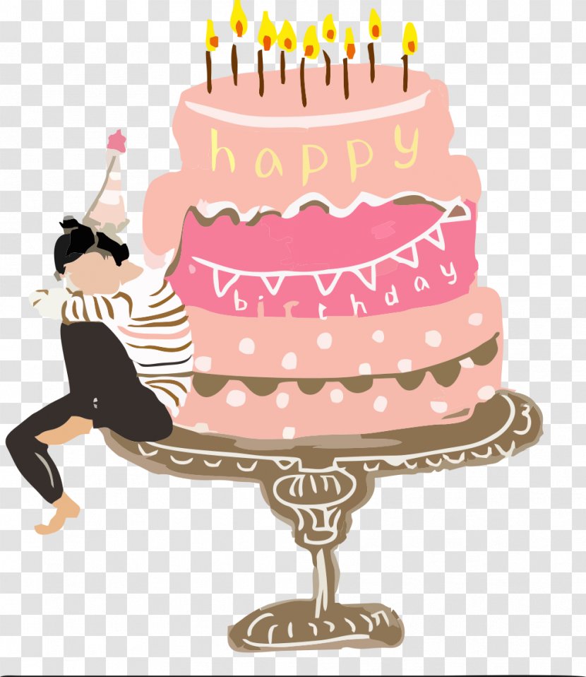 Birthday Cake Sugar Torte Chocolate Cupcake - Food - Vector Pink Transparent PNG