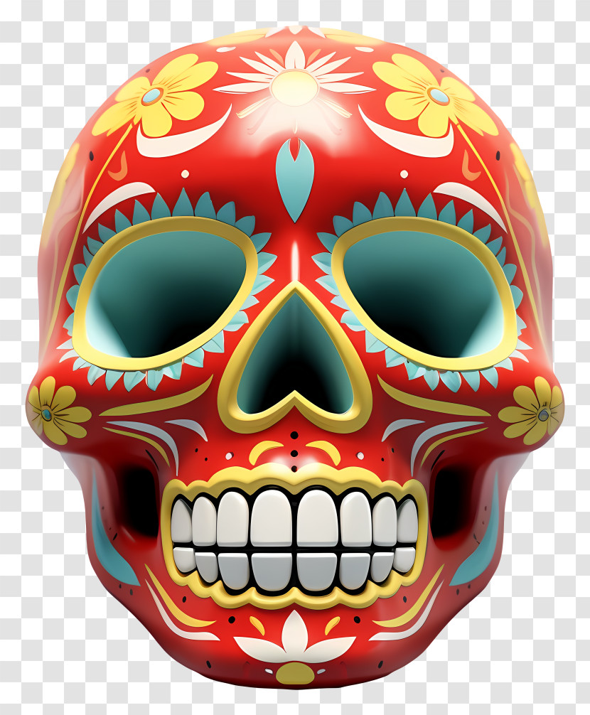 Skull - Decorative Sugar Skull For Day Of The Dead Transparent PNG
