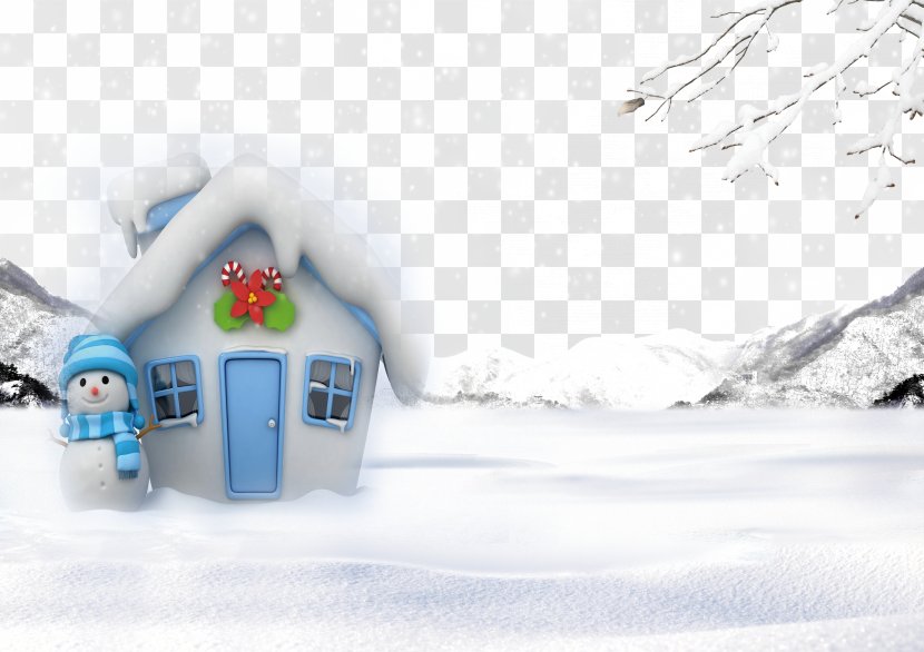 Snowman Christmas House Snowflake - Snow - Children Painting Transparent PNG
