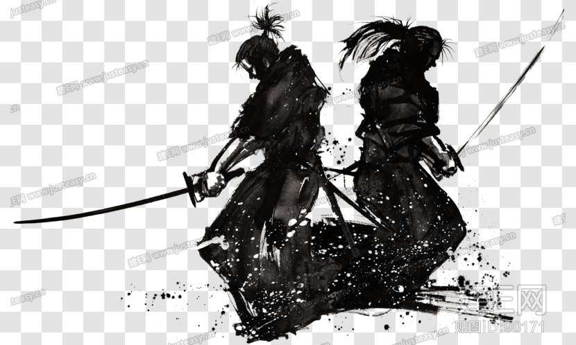 Samurai Ink Japan Kenjutsu - Monochrome Photography Transparent PNG