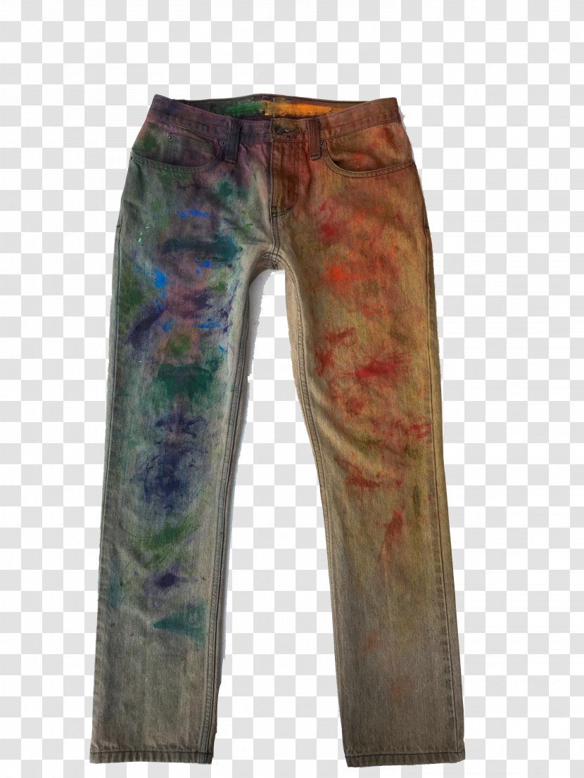 Jeans Denim - Trousers - Hand Painted Planet Transparent PNG