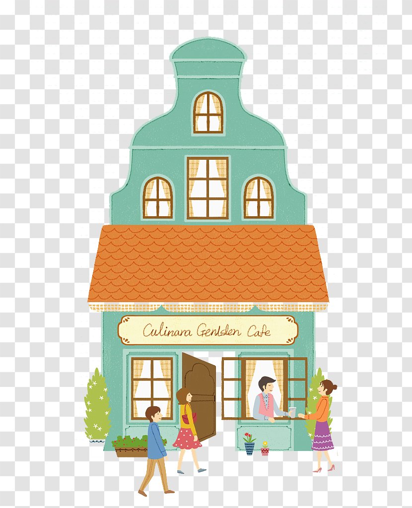 Coffee Cafe Illustration - House - Outdoor Shop Transparent PNG