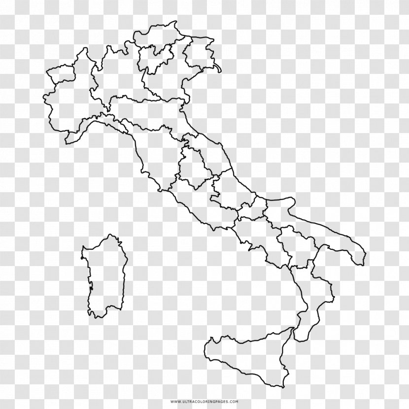 Regions Of Italy Map Coloring Book United States Simonetti Andrea - Monochrome Transparent PNG