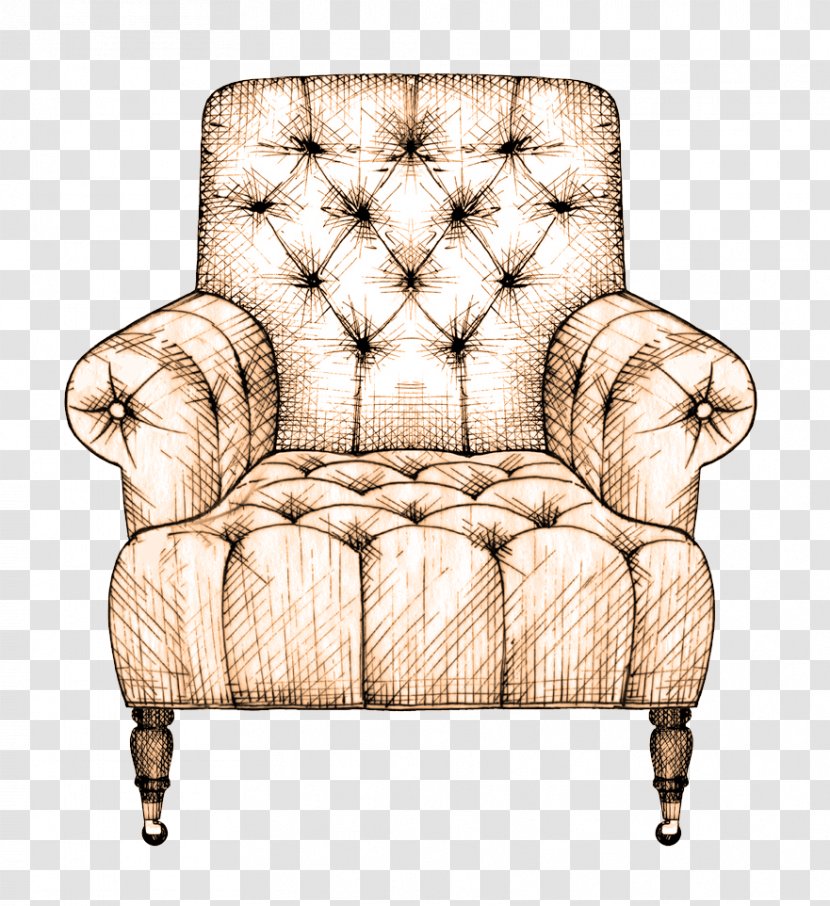 Drawing Couch Interior Design Services Chair Sketch - Decorative Pink Retro Sofa Transparent PNG