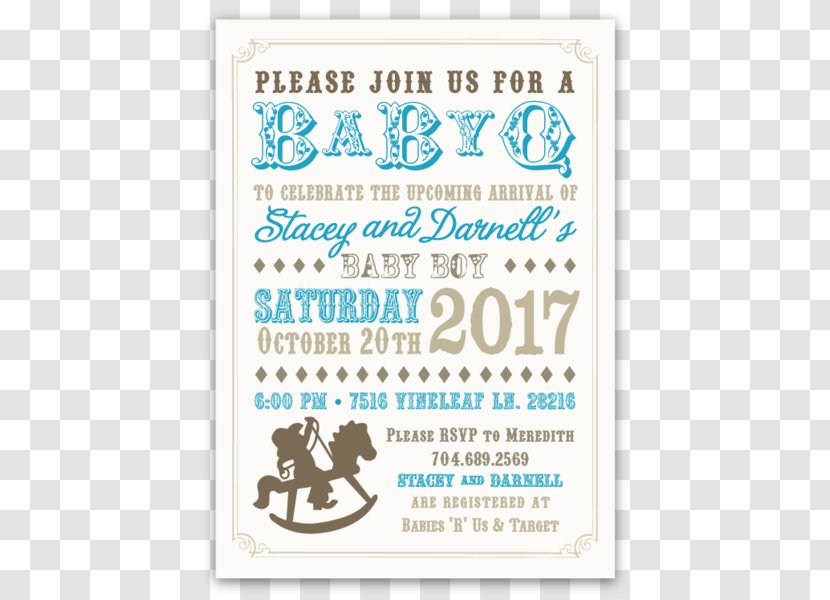 Baby Shower Party Infant Birthday Cowboy - Heart - Blue Invitation Transparent PNG
